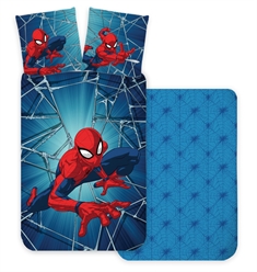 Spiderman Junior sengetøj - 100x140 cm - Vendbart betræk med 2 design - 100% bomuld 